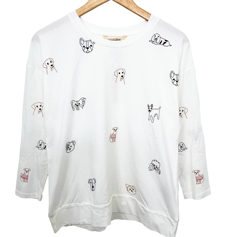 NWT Embroidered Dog Faces Shirt Women’s Medium